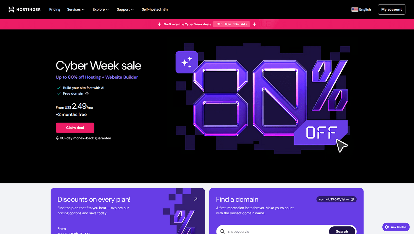 Hostinger webhosting pregled